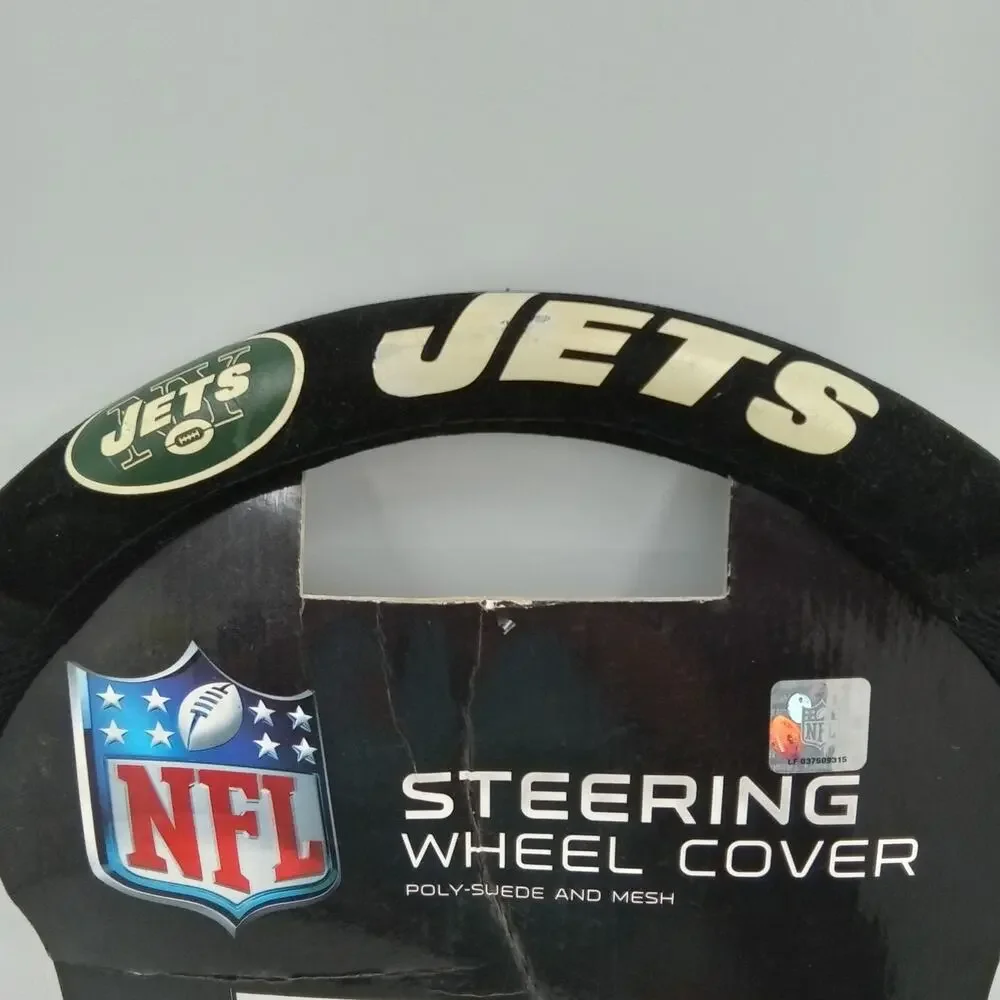 New York Jets NFL Mesh & Poly Suede Sterring Wheel Cover